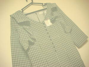  Cecil McBee check pattern frill all-in-one One-piece gray tag attaching unused new goods 