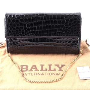 ◆◇BALLY バリー クロコダイルレザー ワニ革 クラッチバッグ 定価30万円 ショルダーバッグ 黒 ブラック◇◆