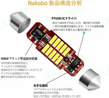 NAKOBO led ルームランプ T10 x 31mm 12-24V 対応 ホワイト 4個 安定した流れ キャンセラー内蔵 無極_画像3