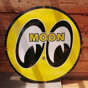 ●1点限り●巨大76ｃｍ！●ビンテージ 大型 看板 MOON EYES 直径76cm ムーンアイズ ガレージ ホーロー看板 アメリカ エナメル●大きいです