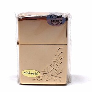 【侍】新品未使用 PINK GOLD ピンクゴールド 2004年製 唐草エッチング ZIPPO ジッポー オイルライター ケース付 20=6