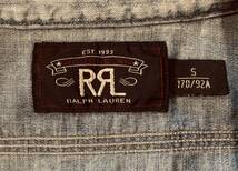 RRL ダブルアールエル インディゴ デニム半袖シャツ size S_画像5