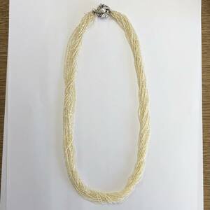 ☆砂ケシ ケシパール 本真珠 15連 ネックレス シルバー クラスプ 19.9g !