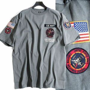 AVIREX アヴィレックス 新品 TOP GUN ダストデビル グラフィックパッチ 丸首 半袖 Tシャツ カットソー 3134046 401 2XL ▲015▼bus253us