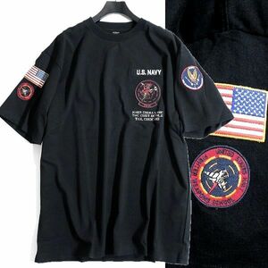 AVIREX アヴィレックス TOP GUN ダストデビル グラフィックパッチ クルーネック 半袖 Tシャツ カットソー 3134046 010 2XL▲015▼bus321us