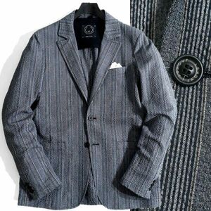 T-JACKET by TONELLO ティージャケット 定価7.4万 伊製 シアサッカー ストレッチ 2B テーラード アンコンジャケット 600 L ▲055▼bus2767f