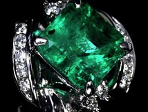 極上 エメラルド × 極上 ダイヤモンド ダイヤ 特大3.574ct Pt900 超高級リング 指輪 アクセサリー 約10号▲000▼bus001gi_画像3