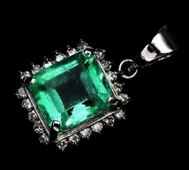 極上 エメラルド × 極上 ダイヤモンド ダイヤ 大粒1.75ct Pt900 ペンダントヘッド ネックレス チャーム アクセサリー▲957▼bus003gi_画像2