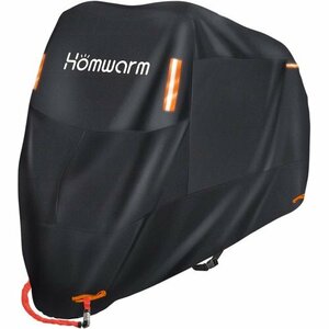 Homwarm ブラック XXL 収納バッグ付き 盗難防止 紫外線防止 防水 300D厚手 バイクカバー 12