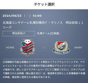 Ho4 2024/6/23 14:00 Hokkaido navy blue sado-re Sapporo against Yokohama F* Marino s Meiji cheap rice field J1 Lee g Sapporo dome 