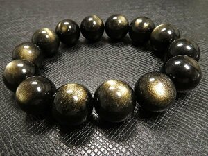 g120 jpy * large grain [ Gold obsiti Anne ] gold black . stone * natural stone bracele M*15.5mm regular price 8900 jpy 
