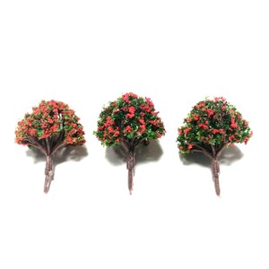 赤い花の木　３本　Nゲージ　木　ツリー　バラ　椿　ランタナ　ジオラマ　レイアウト　ミニチュア　HOゲージ　風景 建築模型　情景