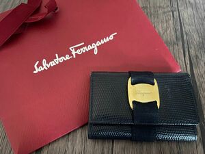 Salvatore Ferragamo フェラガモ レザー ブラック 黒キーケース