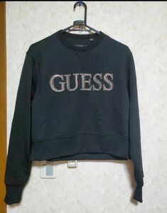 GUESS　トレーナー　ブラック　ロゴスウェット　ラインストーン