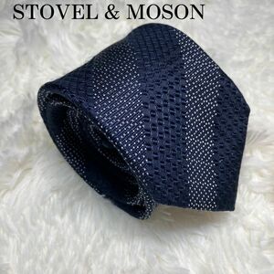 【極美品】STOVEL& MASON ブランドネクタイ　ネイビー　メンズ 小紋柄 シルク