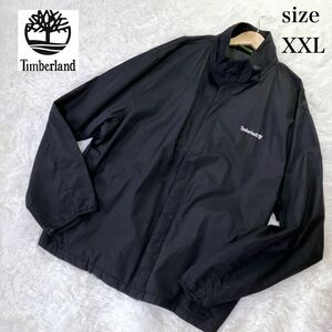ティンバーランド 刺繍ロゴ 大きいサイズ　XXL ナイロンジャケット ブラック ウインドジャケット