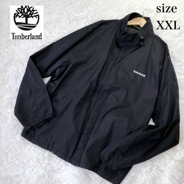 BIG size ティンバーランド 刺繍ロゴ 大きいサイズ　XXL ナイロンジャケット ブラック ウインドジャケット