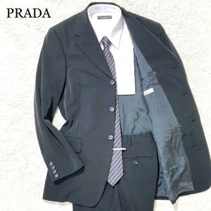 【美品】PRADA プラダ スーツ セットアップ 黒 総裏 ボタンフライ 46