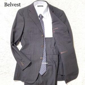 【未使用級】Belvest スーツ セットアップ ブラウン ストライプ 44 S