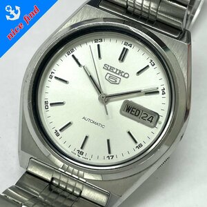 ◆セイコー SEIKO◆5 ファイブ 7009-876A 自動巻き オートマチック 腕時計 メンズ ウォッチ シルバー文字盤 SS 不動品 デイデイト