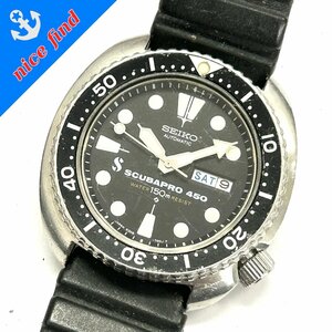 稼動品◆セイコー SEIKO◆サードダイバー スキューバプロ 450 6306-7001 自動巻き 腕時計 メンズ ウォッチ ブラック文字盤 SS デイデイト