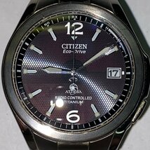 ◆シチズン CITIZEN◆アテッサ GN-4W-S エコドライブ 電波ソーラー 腕時計 メンズ ウォッチ ブラック文字盤 チタン 不動品 ※リューズ不良_画像3