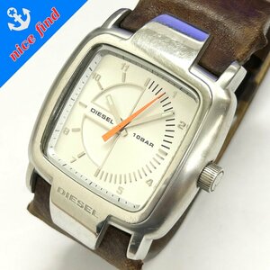 * diesel DIESEL* square face DZ-4033 quartz wristwatch men's watch silver face SS immovable goods 