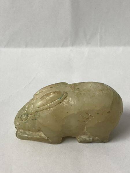 唐時代 滑石兔中国古玩 玉石彫刻 