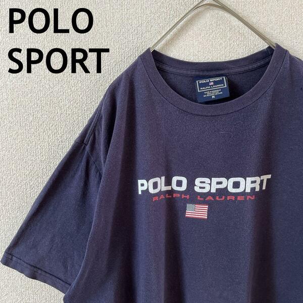 Y1 ラルフローレンポロスポーツ　tシャツ 半袖　Mメンズ ゆったり　紺
