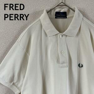 S1 FRED PERRY ポロシャツ　半袖　鹿子　白系　ゆったりＬメンズ