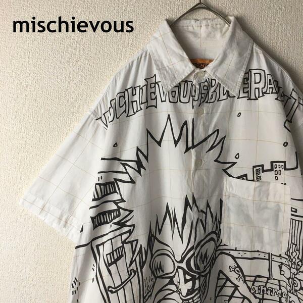 A1 mischievous フルデザインシャツ半袖グラフィックチェックMメンズ