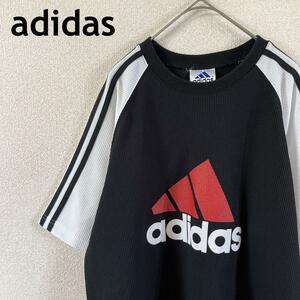 W3 adidas ラグラン　tシャツ　半袖　バイカラー　90s00s Ｌメンズ