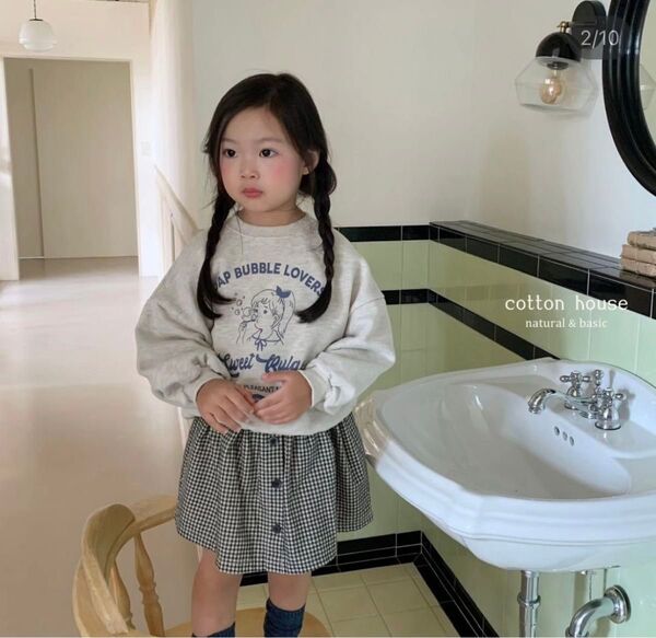 cotton house スカート チェック ミニスカート 女の子服 夏服 春服 80cm 90cm 韓国子供服 コットンハウス