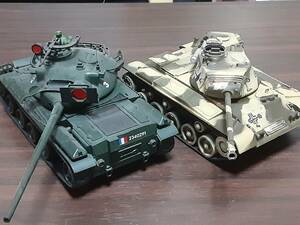 60年代旧タミヤ製初期プラモデル★戦車仏ナポレオン？＆ドイツタンク完成品2種！電動モーター付きキットジャンク