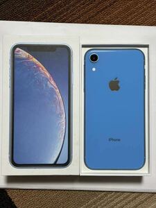 iPhone XR 64GB SIMフリー ブルー　箱付き、充電ケーブル欠品