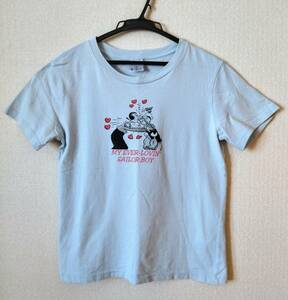  beautiful goods GU GU Popeye * olive T-shirt light blue M size 