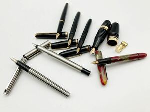 【送料無料】 万年筆 モンブラン MONTBLANC パイロット PARKER PLATINUM 14K 585 14KWG 刻印 ペン先 7点まとめ 破損ジャンク品あり