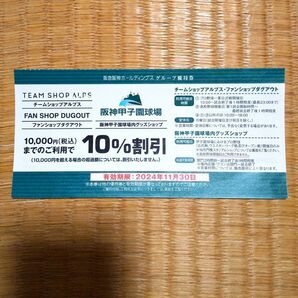 ⑧ 2枚 10%割引 阪神甲子園球場 グッズショップ 高校野球 タイガースショップ ダグアウト アルプス 阪急阪神ホールディングス