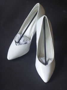  model photographing to buy use item pin heel white enamel 6.39. size inscription approximately 24.5cm