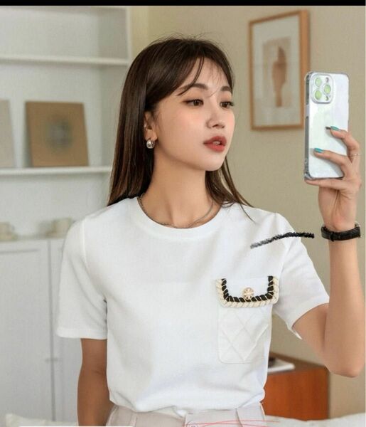 タグ付き　SHEIN ポケットつき　ボタン付き　Tシャツ　トップス　Mサイズ