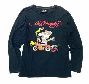 衝撃プライス！【ファン待望モデル！】【Ed Hardy エドハーディ】オリジナルプリント 長袖Tシャツ【サイズL】ブラック スカル N-R91