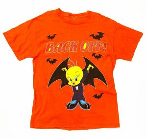 衝撃プライス！【入手困難希少ビンテージモデル！】【トゥイーティー】ハロウィン プリント 半袖Tシャツ 古着 【サイズL相当】 N-R10