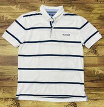 衝撃プライス！【XL！】【ファン待望！入手困難モデル！】【TOMMY HILFIGER トミーヒルフィガー】半袖ボーダーポロシャツ 刺繍ロゴ N-Q49_画像1