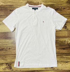 衝撃プライス！【ファン待望モデル！】【TOMMY HILFIGER トミーヒルフィガー】ヘンリーネック半袖Tシャツ【サイズM】ホワイト N-Q78