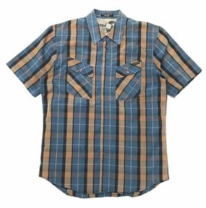 衝撃プライス！【ファン待望モデル！】【VOLCOM ボルコム】半袖チェックシャツ！【L/くすみブルー】N-P16