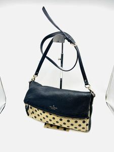 衝撃プライス！【ファン待望モデル！】切り替えデザイン！レザードット【kate spade ケイトスペード】ショルダーバック/黒ベージュ/N-Bag13