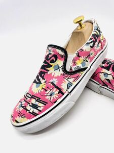 衝撃プライス！【ファン待望モデル！】際立つデザインロゴ！【VANS グラフィティ】上質スリッポンシューズ/ピンク/jp24.5cm