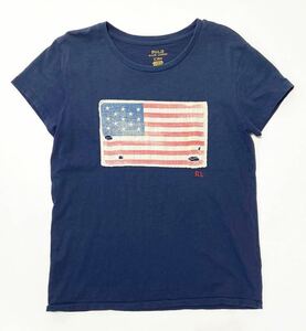  impact price![ adult Basic model!][POLO RALPH LAUREN Polo Ralph Lauren ] national flag short sleeves T-shirt [ size M] navy N-U3