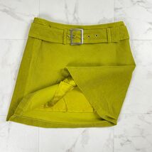 agnes b. アニエスべー コーデュロイベルトコットン台形スカート サイドジップ ミニ丈 裏地あり 黄色 黄緑 サイズ38*OC1620_画像5