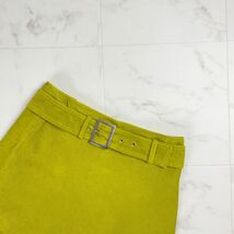 agnes b. アニエスべー コーデュロイベルトコットン台形スカート サイドジップ ミニ丈 裏地あり 黄色 黄緑 サイズ38*OC1620_画像3